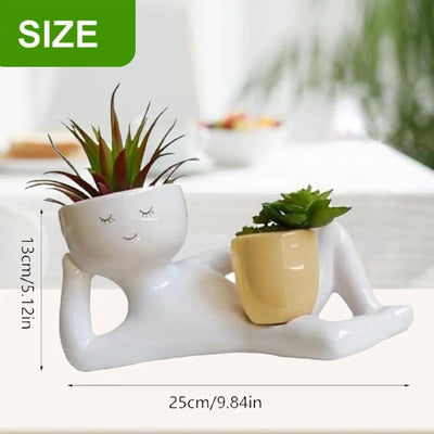 Lazy Guy Planter ResinLazy Little Character Flowerpot Succulent Planters Lying Down Resin Unique Lying Down Figure Garden Decor