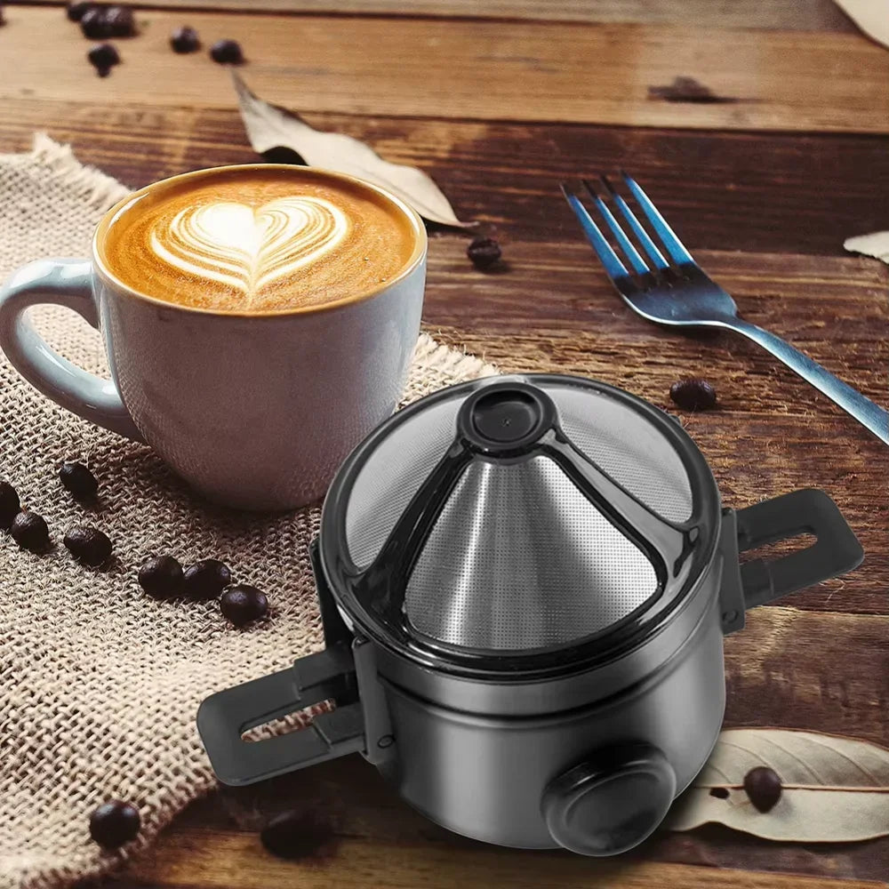 304 Stainless Steel Portable Coffee Filter Drip Coffee Tea Holder Reusable Mug  Dripper Tea Cup Set Pot Coffeeware