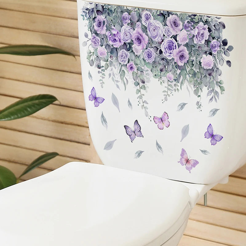 Green Plant Leaves Wall Sticker Bathroom Toilet Sticker WC Self Adhesive Mural Beautify Flower Home Decoration Decals bathroom