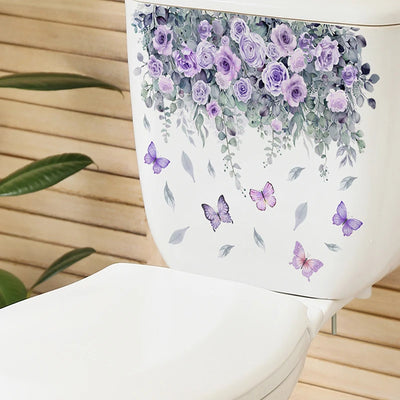 Green Plant Leaves Wall Sticker Bathroom Toilet Sticker WC Self Adhesive Mural Beautify Flower Home Decoration Decals bathroom