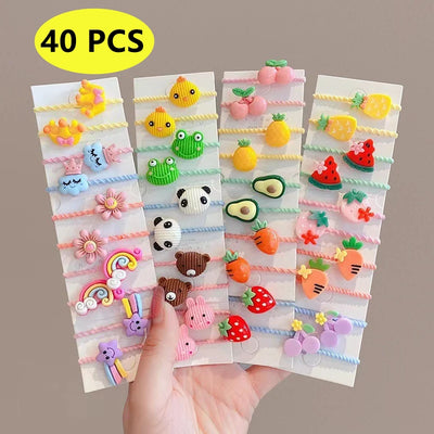 40PCS/10PCS Girls Hair Accessories Kids Hair Clip Toddler Elastic Hair Bands Baby Hair Wear Hair Styling Tool Headdress Headwear