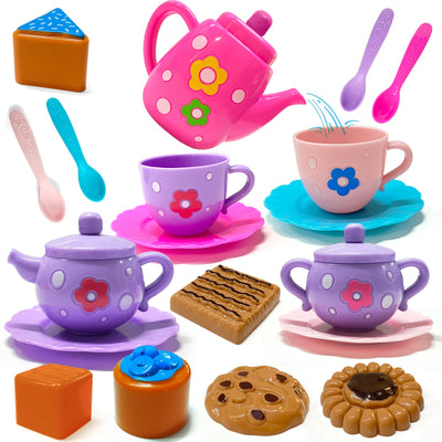 Tea Set For Little Girls, Tea Party Set, Tea Set Including Kettle, Cookies, Kids Play Food, Tea Party Accessories Toy