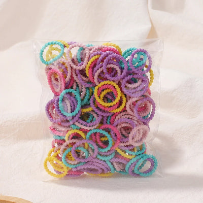 100Pcs/bag Girls Colorful Hair Bands Set Nylon Elastic Rubber Band Baby Ponytail Holder Scrunchies Kids Hair Accessories