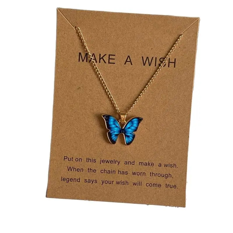 Fashion Romantic Butterfly Necklace for Women Girl Blue White Orange Color Animial Design Choker Neck