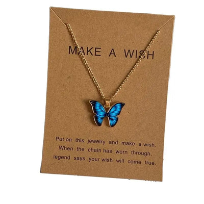 Fashion Romantic Butterfly Necklace for Women Girl Blue White Orange Color Animial Design Choker Neck