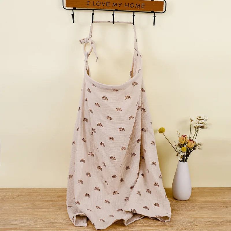 BREATHABLE COTTON MUSLIN BABY NURSING COVER – MATERNITY BREASTFEEDING APRON & STROLLER BLANKET