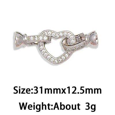 1 Pcs Paved Zircon Connector for Jewelry Making Diy Necklace Bracelet Chain Accessories Gold/Silver Color Round Heart Shape Part