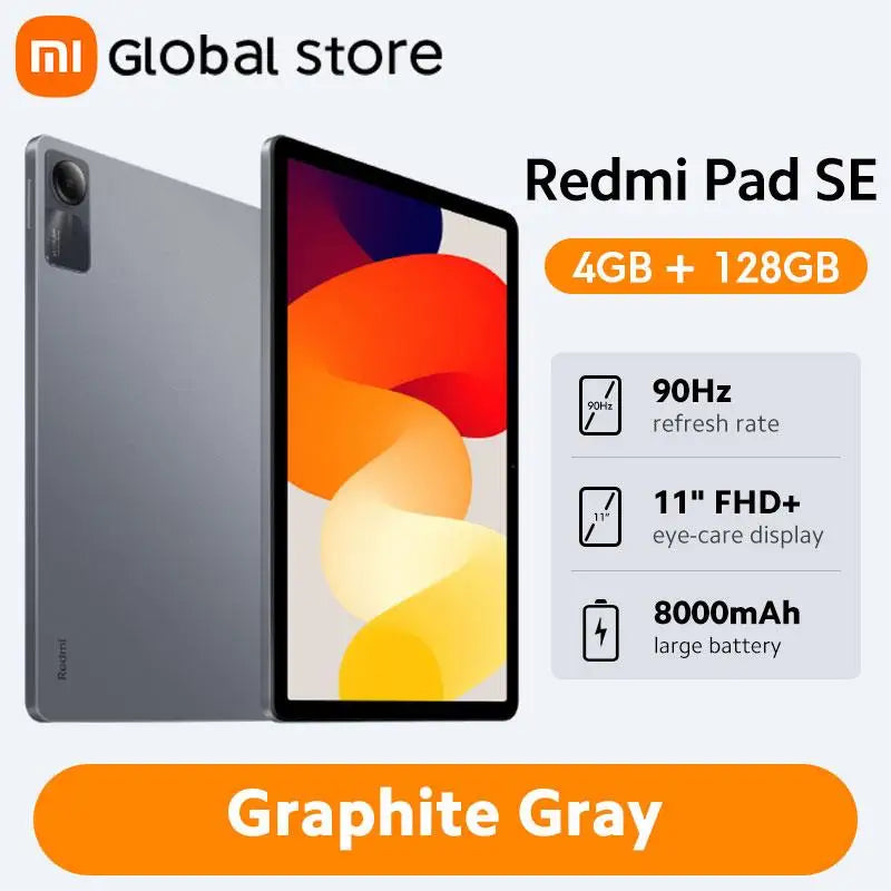 2025 Global Version Redmi Pad SE 128GB / 256GB Snapdragon® 680 Mi Tablet Quad speakers Dolby Atmos® 90Hz 11" Display 8000mAh
