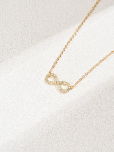 Fashion Simple Stainless Steel Infinity Pendant Necklace for Women Classic Lucky Zircon Love You Forever Jewelry Birthday Gift