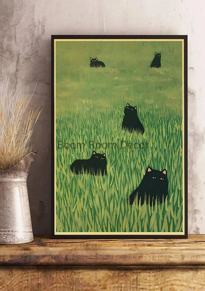 Fun And Cute Lover Cat Paper Poster Graffiti Picture Retro Personality Paper Wall Sticker Retro Bar Cafe Home Room Gift Decor