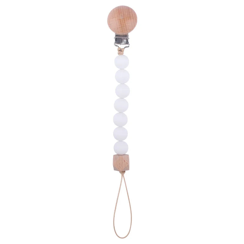 New Baby Products Made of Beech Wood Pacifier Clip To Soothe Silicone Bite Grind Teeth Angle Pacifier Chain Baby Toys Bebes