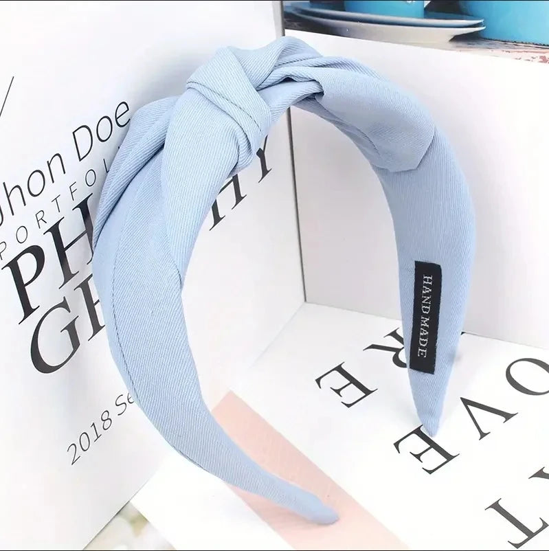 New Fashion Knotted Headbands for Women Solid Color Girls Cloth Hair Bands Wide Hairband Soft Hair Hoop Hair Accessories
