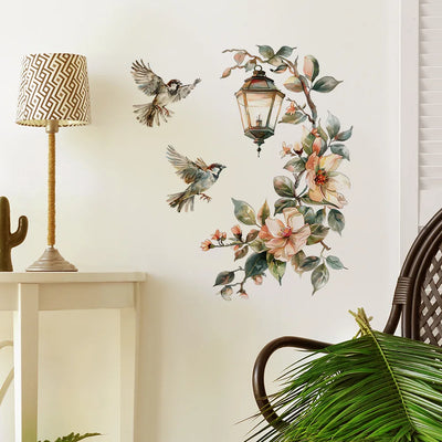 Painted Flower Stickers Bird Bedroom Living Room Decorative Wall Sticker Self-adhesive Room Decoration Room Decor wallpapers