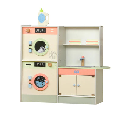 Kids pretend play kitchen toys with washing machine