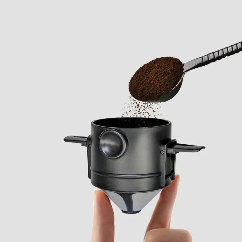 Coffee Filter Set Stainless Steel Drip Coffee Holder Funnel Portable Reusable Tea Infuser Stand Paperless Pour Coffee Dripper