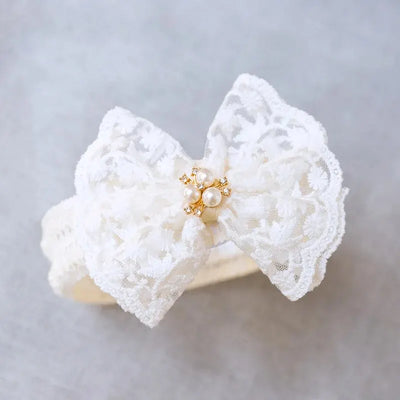 Sweet Lace Bow Baby Girl Headbands For Newborn Baby White Bowknot Hair Band Elastic Infant Hairband Hair Accessories