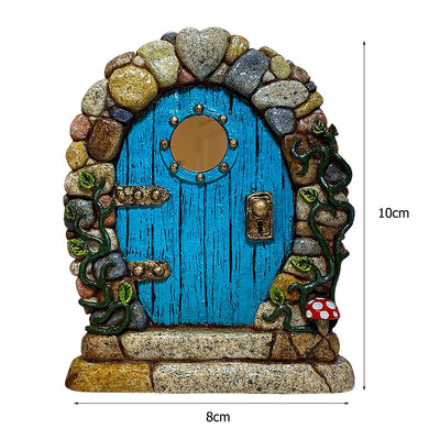 6 PCS Wood Miniature Fairy Gnome Window Door Elf Home Creative Yard Art Sculpture for Yard Art Tree Sculpture Fairy Garden Decor