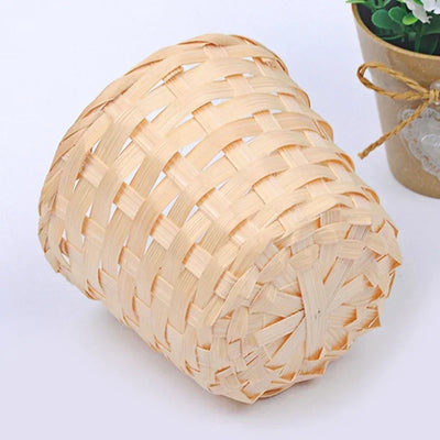 Handmade Bamboo Garden Flower Pot Straw Patchwork Wicker Rattan Seagrass Storage Nursery Pots Wicker Basket Organizer planters