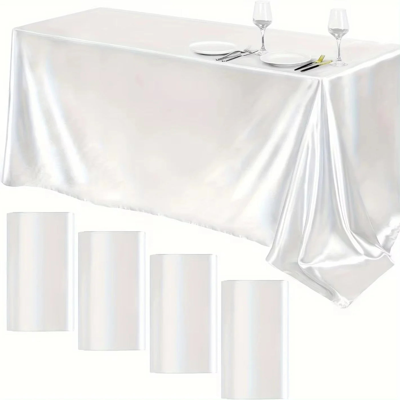 Wedding tablecloth white For Christmas Baby birthday party Events Banquet decoration Family table Rectangular satin tablecloths
