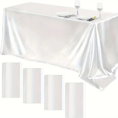 Wedding tablecloth white For Christmas Baby birthday party Events Banquet decoration Family table Rectangular satin tablecloths