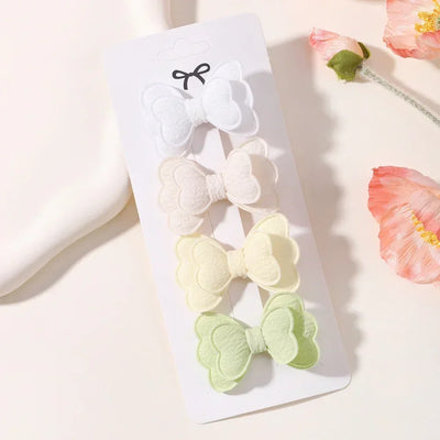 4Pcs/set Butterfly Hair Clip Set for Girls Double Layered Bow Cute Bangs Hair Pin Cotton Safe Kids Baby Hair Accessories Set