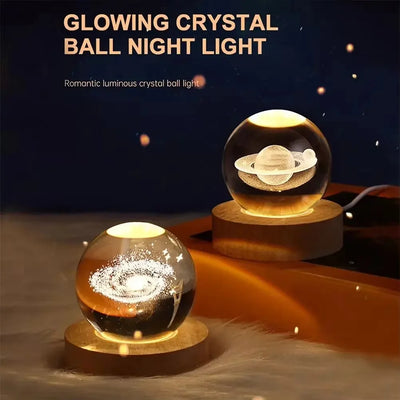 6cm 3D LED Crystal Ball Toys Table Lamp 3D Moon Planet Galaxy Decor Party Educational Toys for Kids Adult Birthday Xmas Gifts