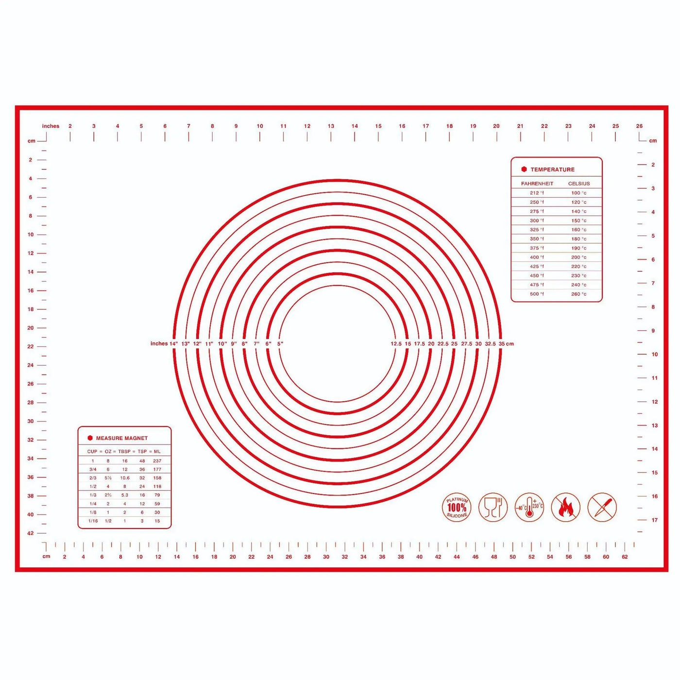 Large Size Silicone Kneading Pad Non-Stick Surface Rolling Dough Mat With Scale Kitchen Cooking Pastry Sheet Oven Liner Bakeware