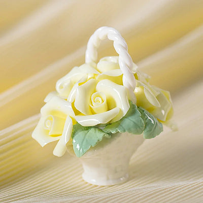 Ceramic Simulation Flower Basket Ornaments Handmade Mini Flower Basket Creative Coffee Table Living Room Table Decorations