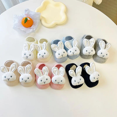 Cartoon Rabbit Baby Socks Cute Animal Doll Newborn Floor Sock Korean Solid Color Infant Toddler Boy Girls Ankle Socks
