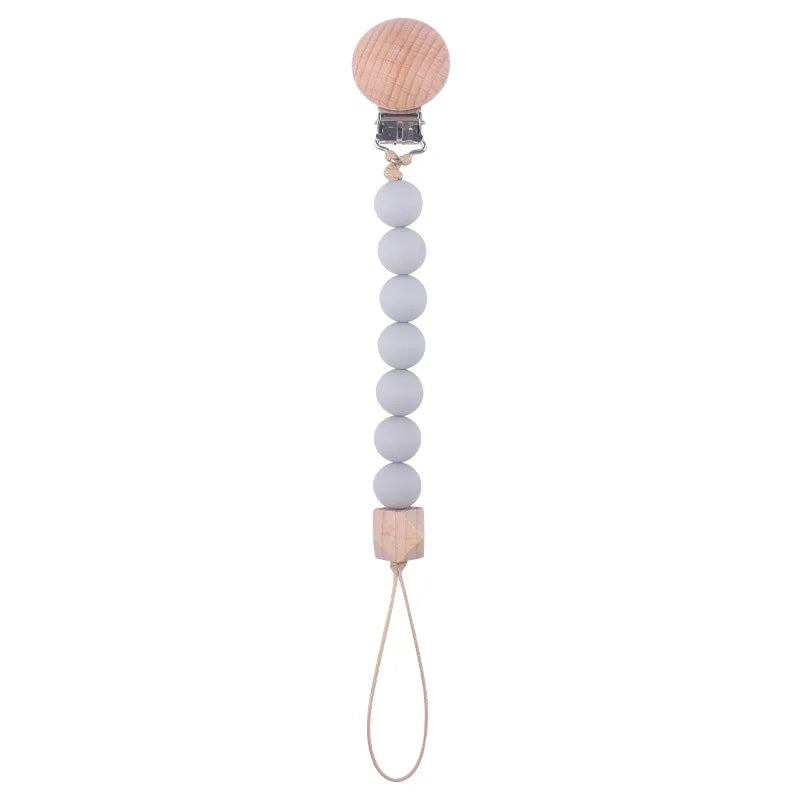 New Baby Products Made of Beech Wood Pacifier Clip To Soothe Silicone Bite Grind Teeth Angle Pacifier Chain Baby Toys Bebes