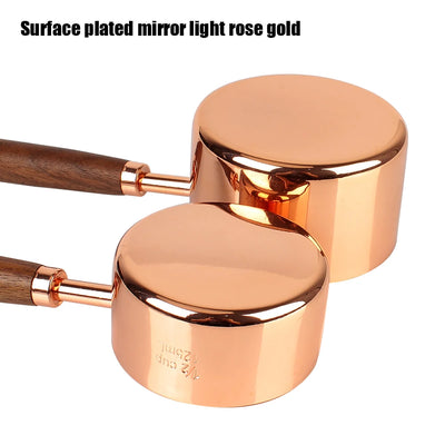 8Pcs Kitchen Gadget Measuring Spoon Set Coffee Bartending Scale Kitchen Accessories Stainless Steel Wooden Handle Measuring Cups