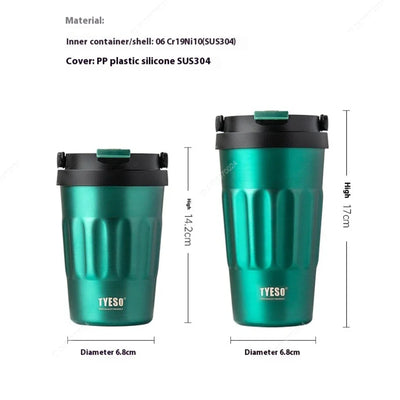Tyeso Vintage Coffee Mug Portable 304 Stainless Steel Insulated Travel Cup Convenient Handheld Thermos for On-the-Go Use