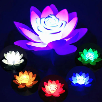 Solar Powered Night Light Energy Saving LED Lamp 18/28cm Artifical Floating Lotus Lotus Garden Pool Pond Fountain Decoration