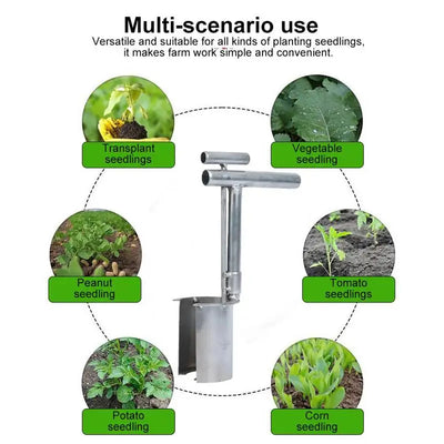 Portable Hand Held Open End Seedling Transplanter Multi-functional Seeding Bulb Planter Tool For Agricultural Use Gardening Tool