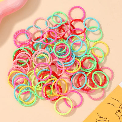 100Pcs/bag Girls Colorful Hair Bands Set Nylon Elastic Rubber Band Baby Ponytail Holder Scrunchies Kids Hair Accessories