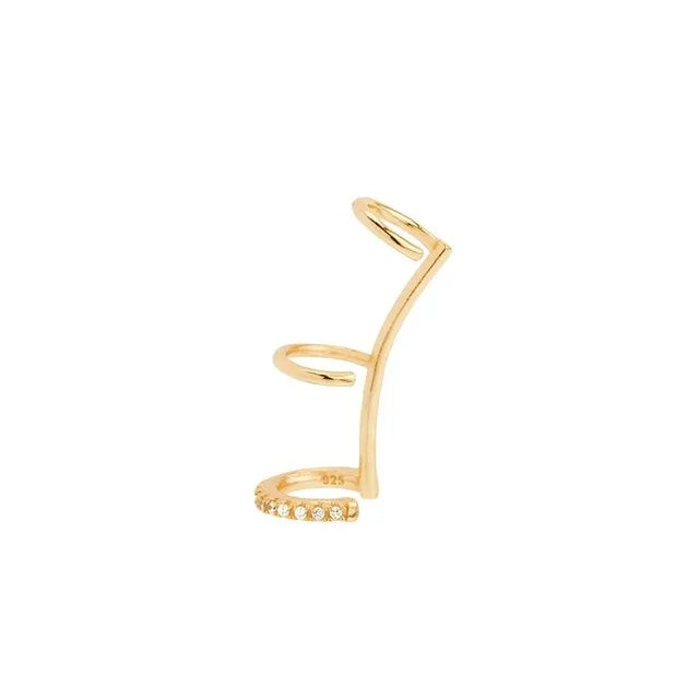 Aide 925 Sterling Silver Sparkling Zircons Long Chain Tassel Clip Earrings For Women Elegant Wedding Party Jewelry Ear Cuff 1PC