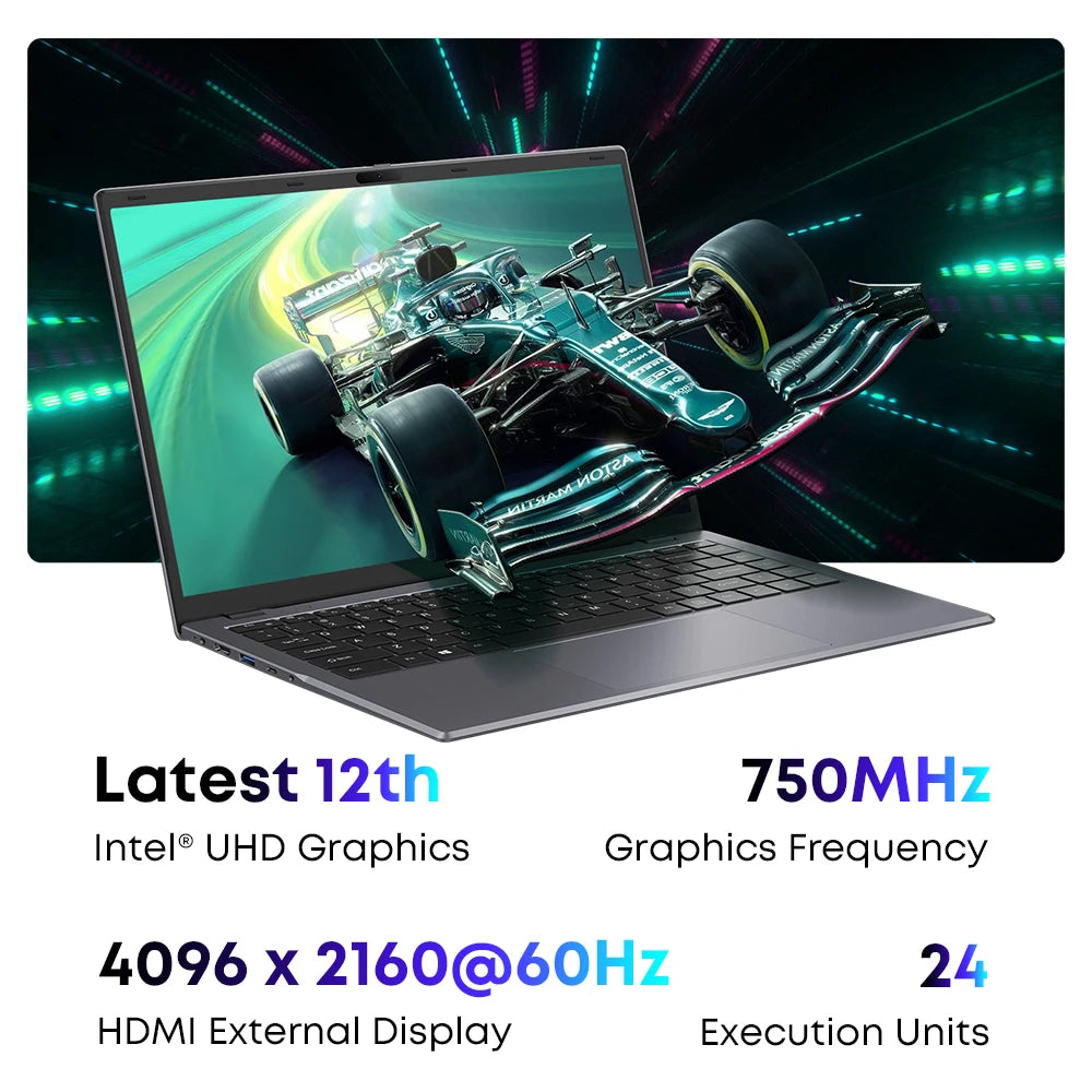 CHUWI GemiBook XPro 14inch UHD Screen Laptop 8GB RAM 256GB SSD Intel Celeron N100 Windows 11 Computer with Cooling Fan Notebook