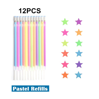 12/24Pcs Metallic Glitter Colors Gel Pens For School Office Adult Coloring Book Journals Drawing Art Markers Promotion Pen