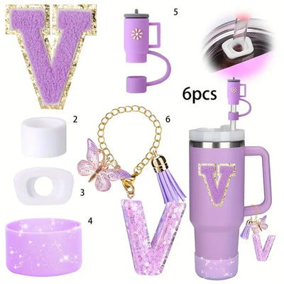 6PCS SILICONE ACCESSORY SET FOR STANLEY 40OZ TUMBLER WITH HANDLE – INCLUDES STRAW TOPPERS, BOOT COVER, AND SPILL-PROOF STOPPERS
