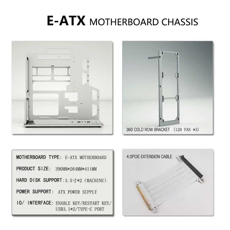 Socooler Diy Gaming Computer EATX Computer Case Pc Case Open Frame  Gaming Computer Case for ATX M-ATX  Case Aviation Aluminum