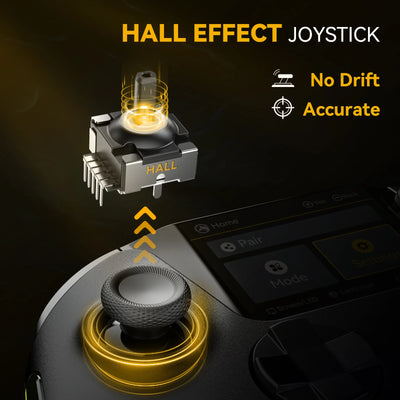 Screen Interactive Wireless Gaming Controller for iOS/Android/Switch/PC  Hall Effect Stick RGB Light 1800mAh with Charging Dock