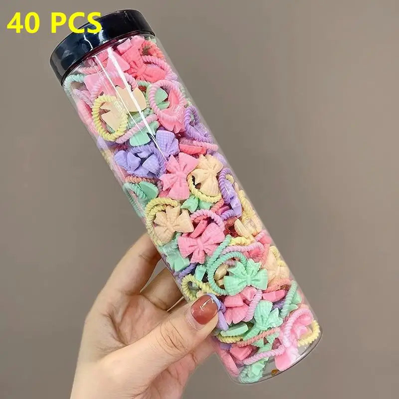 80PCS/40PCS/Bottle Elastic Hair Bands Girls Baby Hair Accessories Child Hair Ring Head Rope Scrunchies Headwear 1 or 2 Bottles
