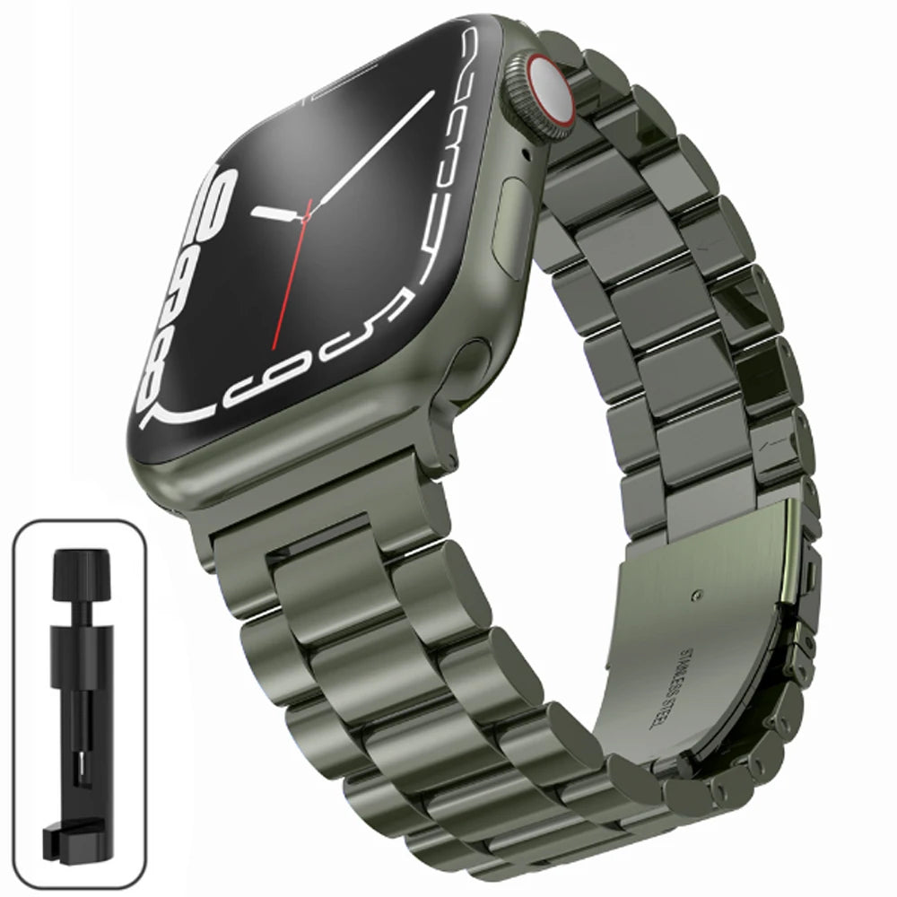 Stainless Steel Strap For Apple Watch 46mm Ultra 49mm Metal Wristband Bracelet For iWatch 10 9 8 5 4 SE 42mm Business Watchband