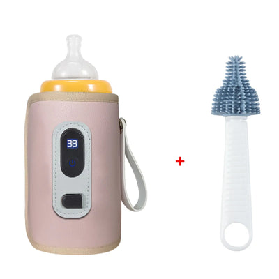 USB Milk Water Bottle Warmer  for Breastmilk and Formula with Led Display, 5 Temperature Adjustable Baby Milk Warm Keeper