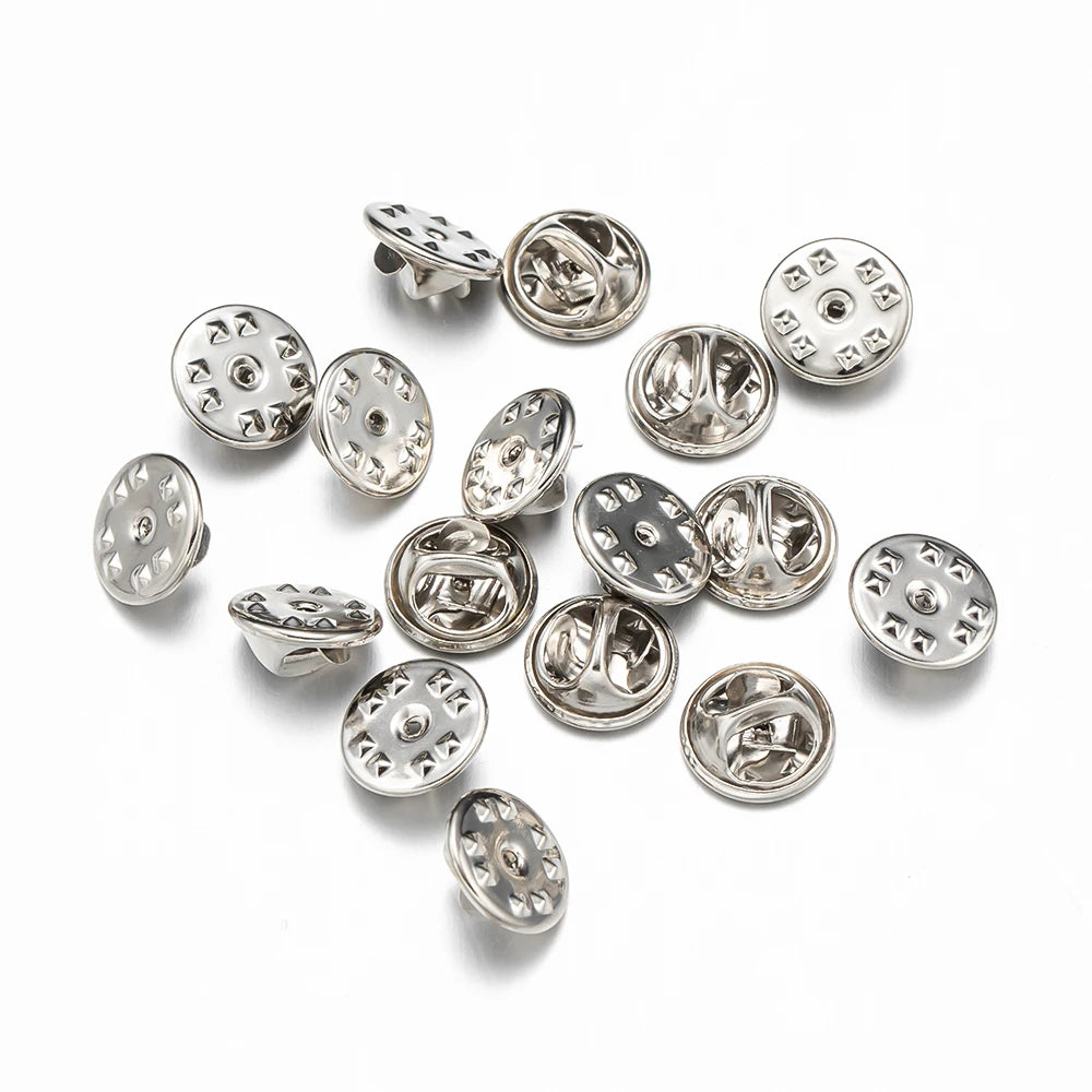 100pc Metal Locking Pin Back Brooch Badge Holder Lapel Base For DIY Jewellery Material Making Supply Craft Accessories Handmade