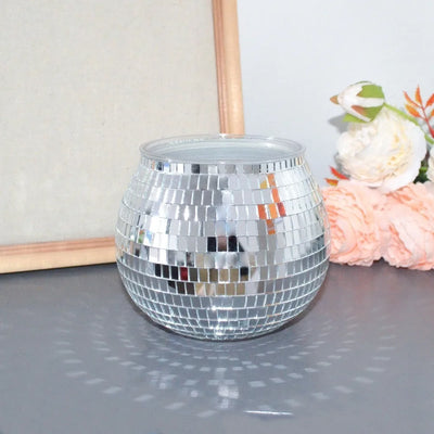 Creative Disco Ball Flower Pot Silver Mirror Glass Round Disco Ball Plant Holder Home Decoration Flower Vase Home