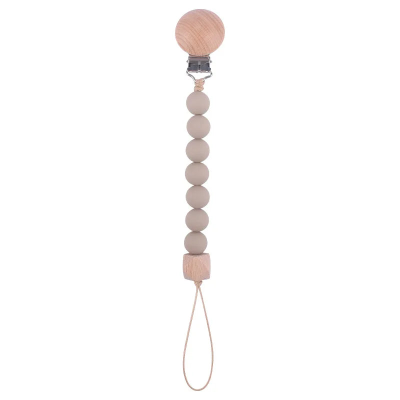 New Baby Products Made of Beech Wood Pacifier Clip To Soothe Silicone Bite Grind Teeth Angle Pacifier Chain Baby Toys Bebes