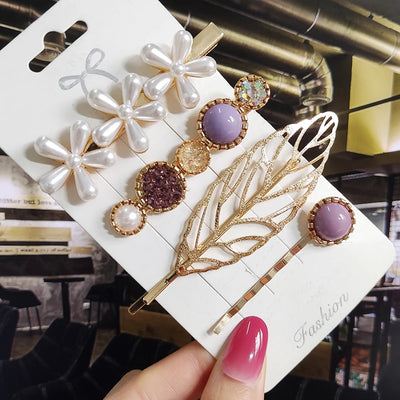 New Fashion 3/4pcs Set Pearl Hair Clip For Women Korean Hairpin Geometric Crystal Hair Barrettes Girl Hair Accessories Hairgrip