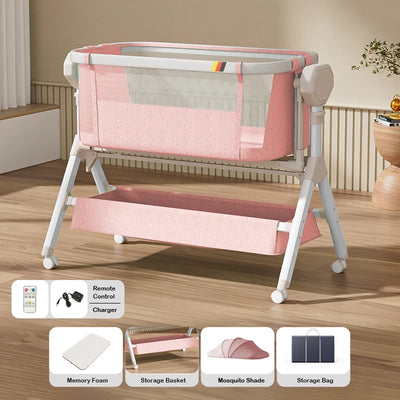 Automatic Rocking Bassinet, Baby Cribs, Infant Beside Sleeper, Newborn Co-Sleeper,Unisex Baby Sleeping Bed, Portable Travel Crib