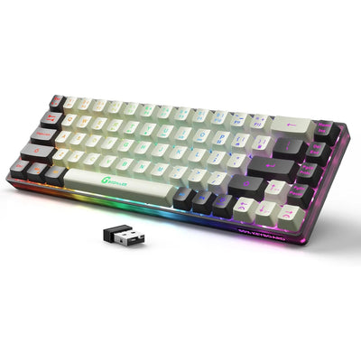 GEODMAER 65% Wireless Gaming Keyboard 2.4G Rechargeable Backlit Gaming Keyboard 68 Keys Anti-ghosting No-Conflict Keyboard forPC